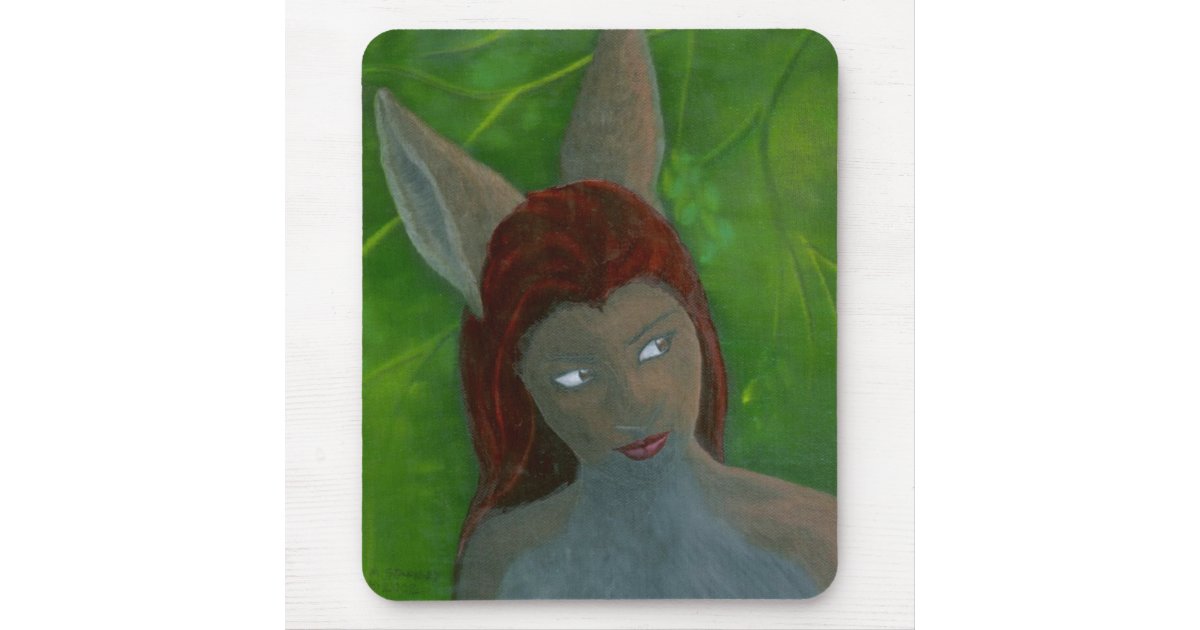 Oil Painting Furry Anthropomorphic Rabbit Girl Mouse Pad Zazzle Com