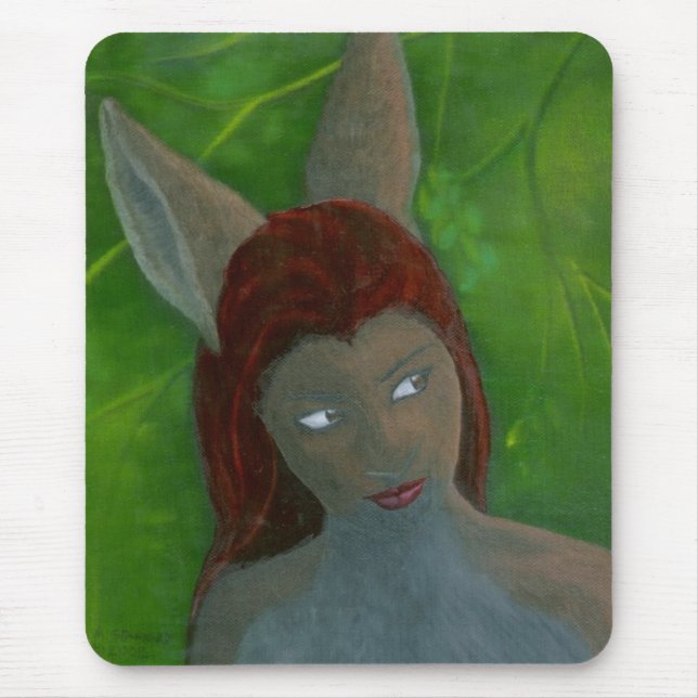 oil painting Furry Anthropomorphic Rabbit girl Mouse Pad (Front)