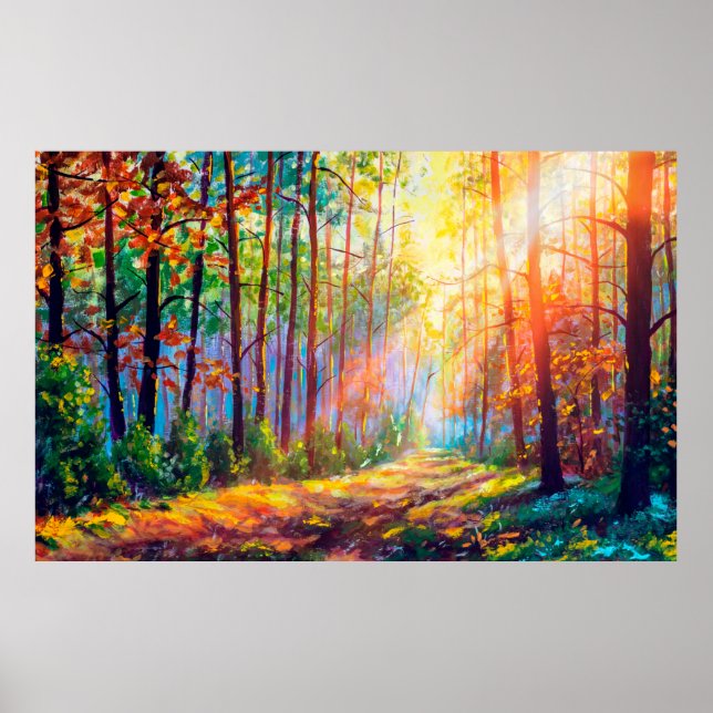  oil painting gorgeous forest in autumn, scenic la poster (Front)