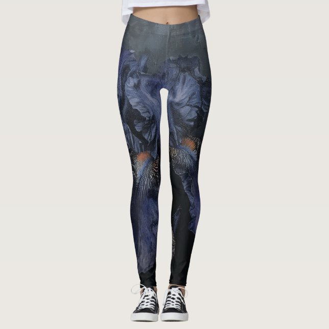 Oil Painting Iris Botanical Leggings (Front)