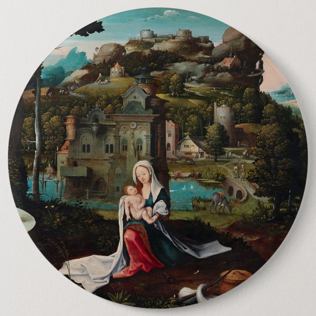 Oil painting love  wood wall art button (Front)