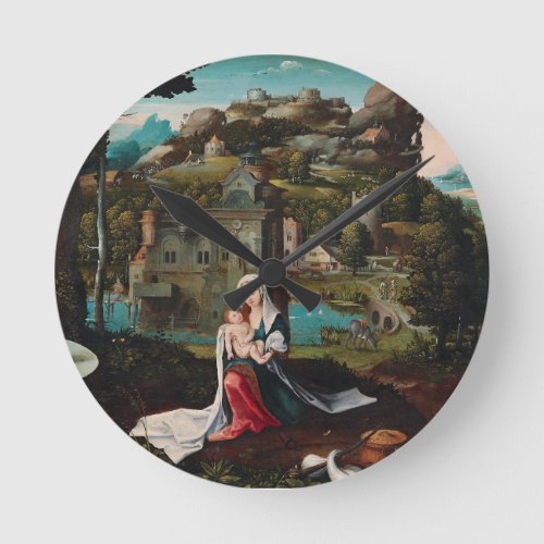 Oil painting love wood wall art round clock