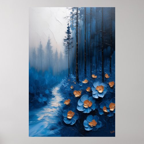 OIL PAINTING_ Midnight Florals Enchanted Forest Poster