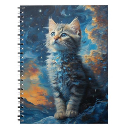 Oil painting of a cute cat notebook