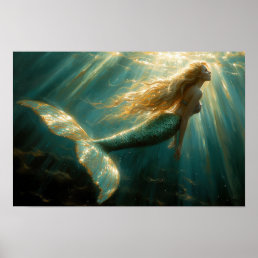 Oil Painting of a Mermaid Poster