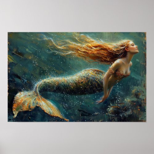 Oil Painting of a Mermaid Poster