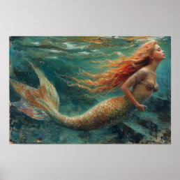 Oil Painting of a Mermaid Poster