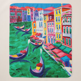 oil painting of beautiful Venice, Italy on canvas Sherpa Blanket