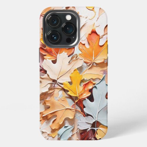 Oil Painting of Fall Leaves in Pastel colors iPhone 13 Pro Case