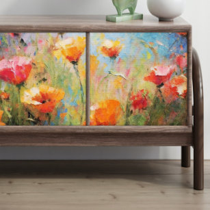 Oil Painting of Field Flowers Decoupage Tissue Paper