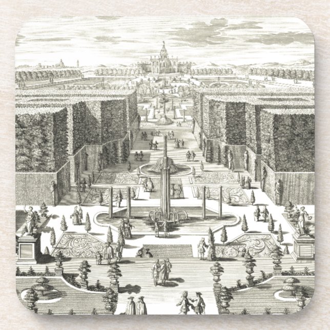 Oil Painting of Fountains at Garden of Versailles Drink Coaster (Front)