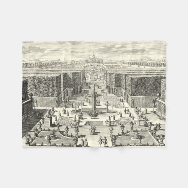 Oil Painting of Fountains at Garden of Versailles Fleece Blanket (Front (Horizontal))