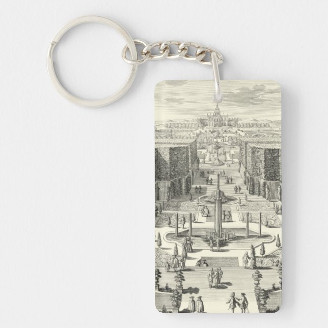 Oil Painting of Fountains at Garden of Versailles Keychain (Front)