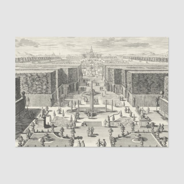 Oil Painting of Fountains at Garden of Versailles Tissue Paper (Front)