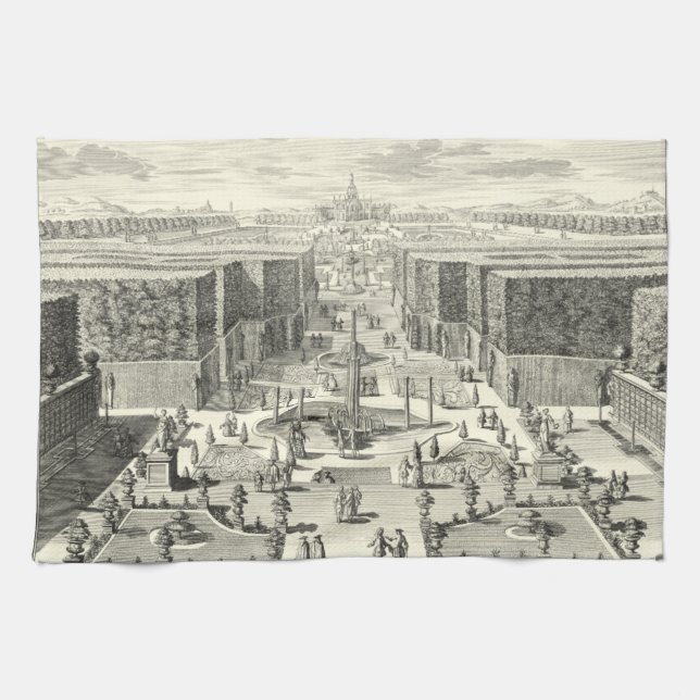 Oil Painting of Fountains at Garden of Versailles Towel (Horizontal)