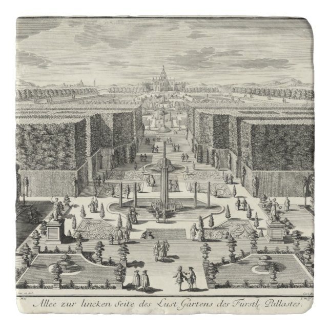 Oil Painting of Fountains at Garden of Versailles Trivet (Front)