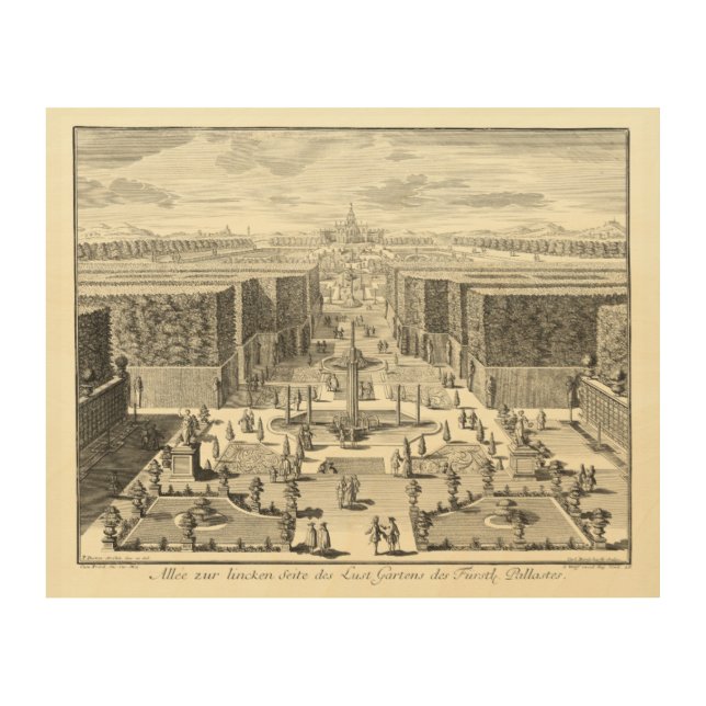 Oil Painting of Fountains at Garden of Versailles Wood Wall Decor (Front)