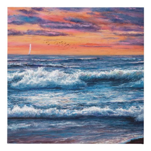  oil painting of Ocean and beach on canvas Rich g Faux Canvas Print