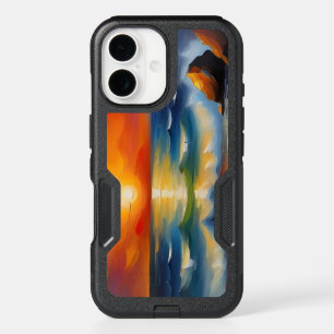 Oil Painting of orange sunset over the ocean iPhone 16 Case