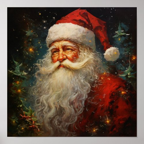 Oil Painting of Santa Claus Poster