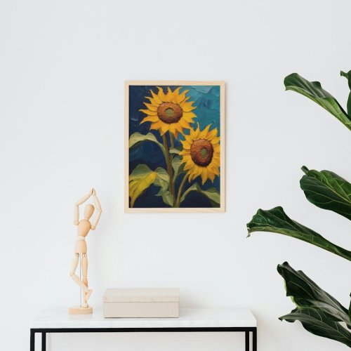 oil painting of sunflowers in the style of Vincent Poster