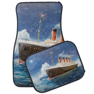  oil painting of Titanic and iceberg in ocean at n Car Floor Mat
