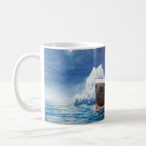  oil painting of Titanic and iceberg in ocean at n Coffee Mug