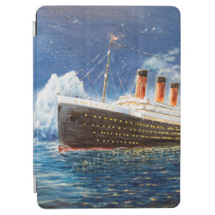  oil painting of Titanic and iceberg in ocean at n iPad Air Cover
