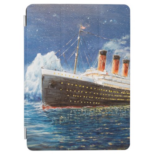  oil painting of Titanic and iceberg in ocean at n iPad Air Cover