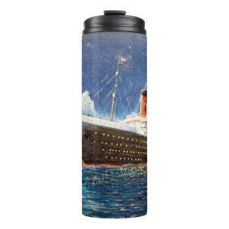 oil painting of Titanic and iceberg in ocean at n Thermal Tumbler