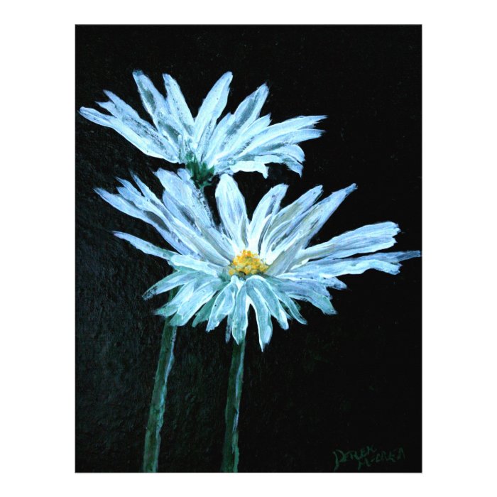 oil painting of white daisy flowers modern art letterhead