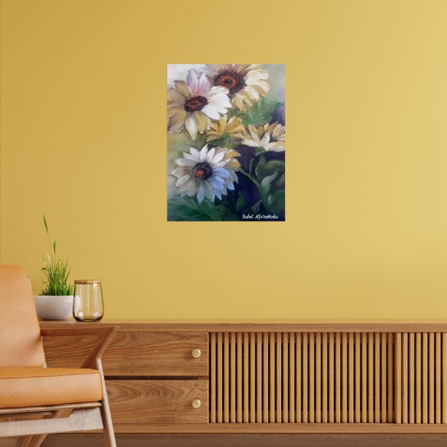 Oil painting of yellow daisies  thank you card poster (Creator Uploaded)