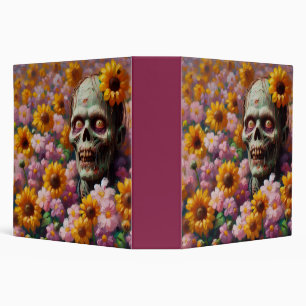Oil Painting of Zombie in Flower Field Halloween 3 Ring Binder