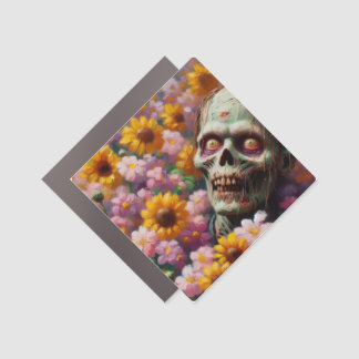 Oil Painting of Zombie in Flower Field Halloween Car Magnet
