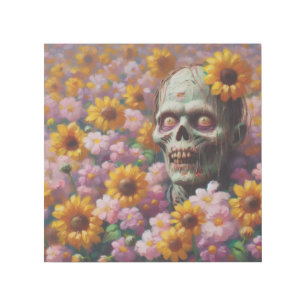 Oil Painting of Zombie in Flower Field Halloween Gallery Wrap