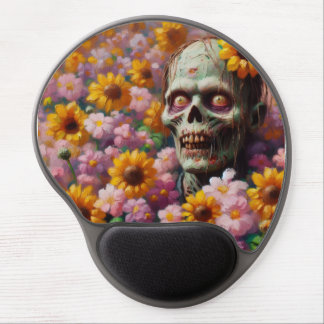 Oil Painting of Zombie in Flower Field Halloween Gel Mouse Pad