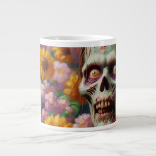 Oil Painting of Zombie in Flower Field Halloween Giant Coffee Mug