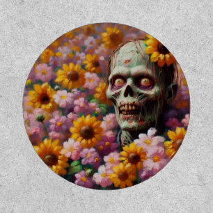 Oil Painting of Zombie in Flower Field Halloween Patch