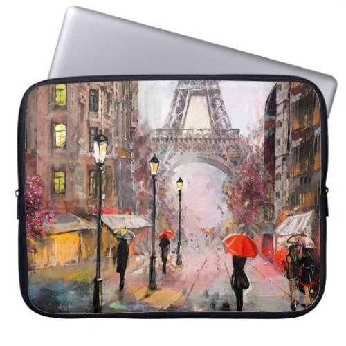 oil painting on canvas street view of Paris Artw Laptop Sleeve