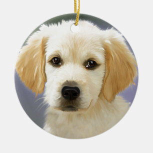Oil Painting Portrait Of Labrador Retriever Puppy Ceramic Ornament