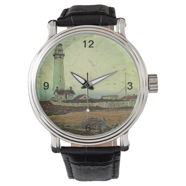 oil painting seashore nautical beach Lighthouse Watch (Front)
