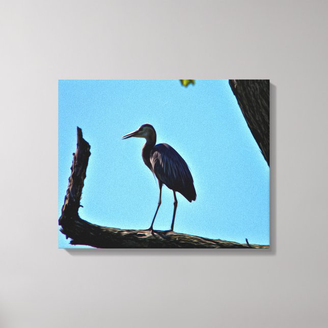 Oil Painting Style Great Blue Heron Canvas Print (Front)