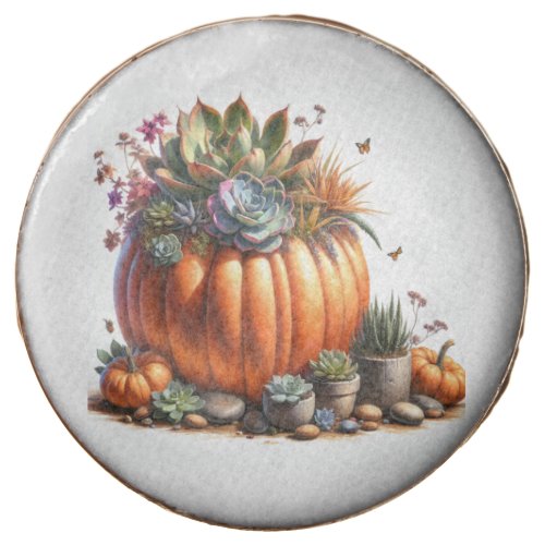 Oil Painting Style Pumpkin Succulent Planter  Chocolate Covered Oreo