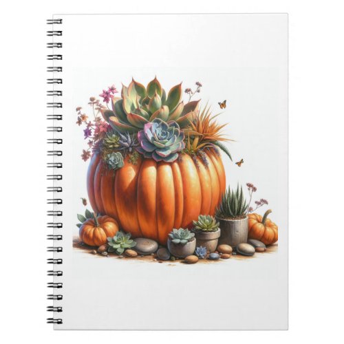 Oil Painting Style Pumpkin Succulent Planter  Notebook