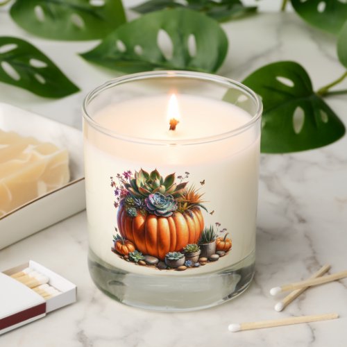 Oil Painting Style Pumpkin Succulent Planter  Scented Candle