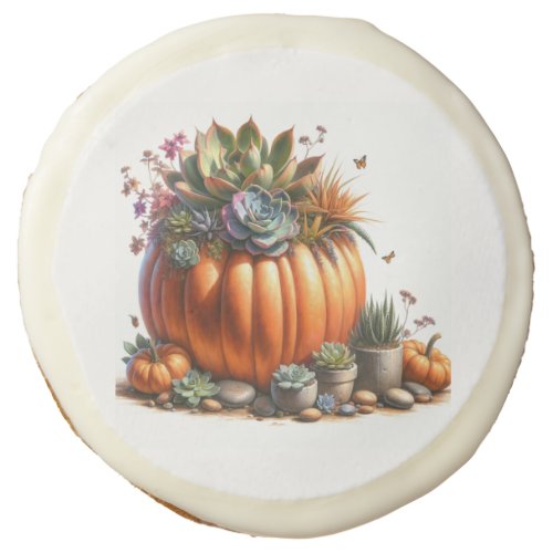 Oil Painting Style Pumpkin Succulent Planter  Sugar Cookie