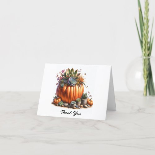 Oil Painting Style Pumpkin Succulent Planter  Thank You Card
