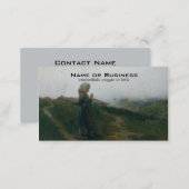 Oil Painting Young Girl Knitting Scenic Landscape Business Card (Front/Back)