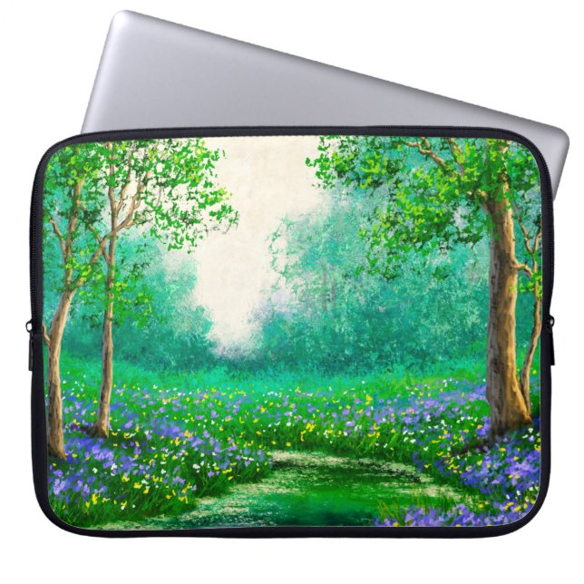 Oil paintings landscape, spring, tree in the fores laptop sleeve (Front)