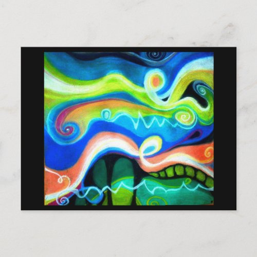 Oil Pastel Abstract Postcard  Singing in Tongues